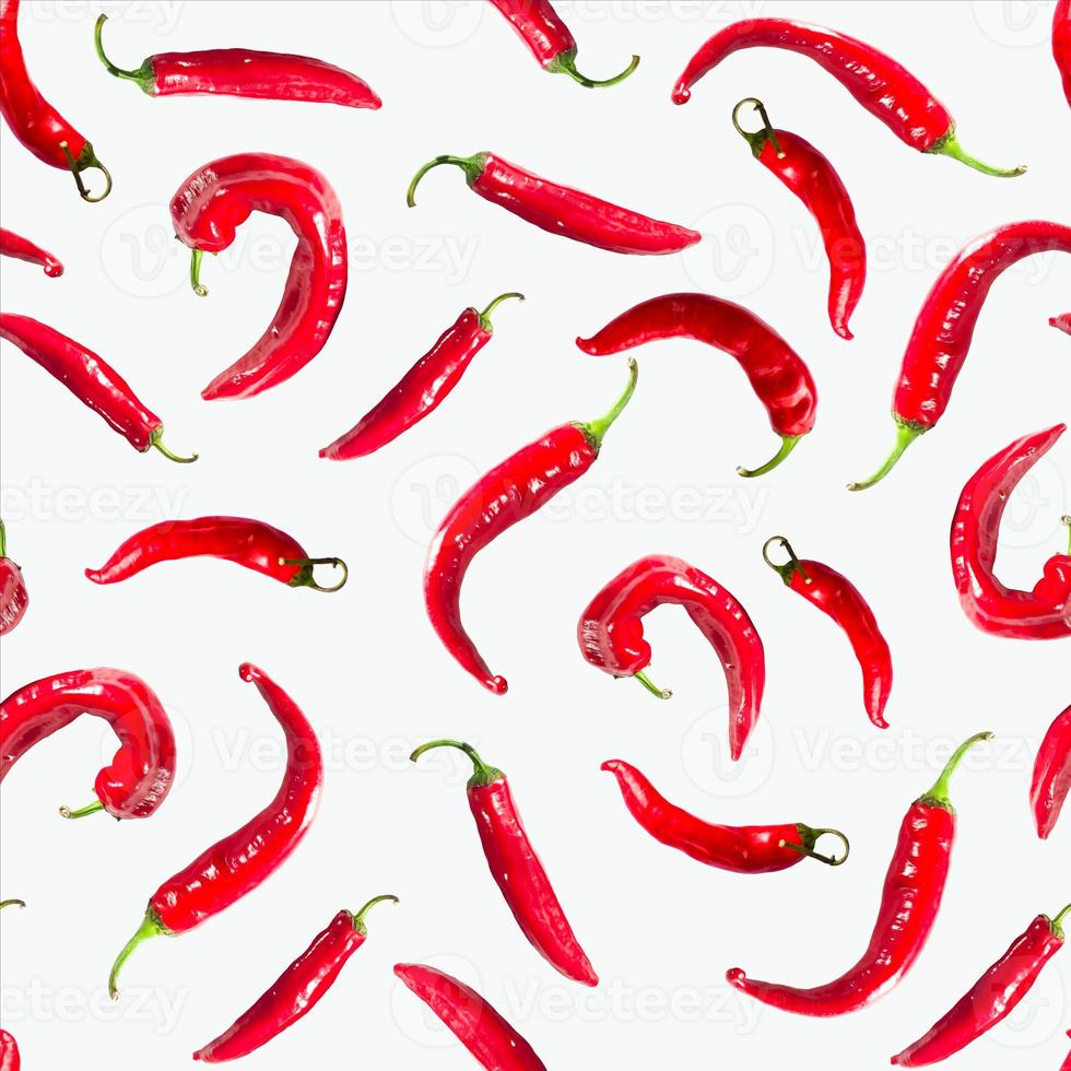 Seamless pattern of hot chili peppers. Vegetable backgrounds Packing. Wrappers. Textile. Print. Spicy condiments. photo