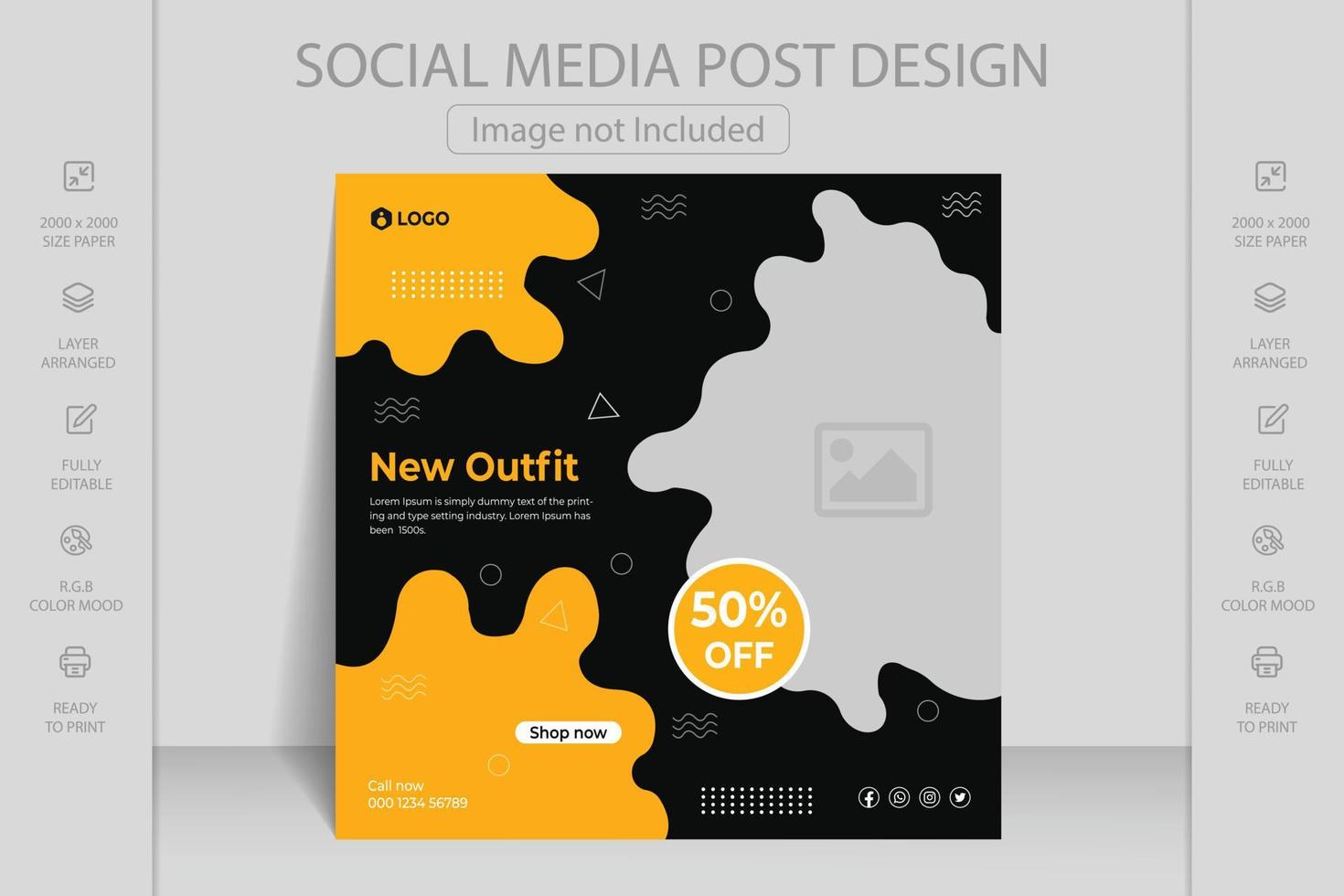 Fashion sale social media post design template. Editable minimal square banner template. Suitable for mobile app, web banner, flyer, wallpaper, flyers, invitation, posters, brochure, banners. vector