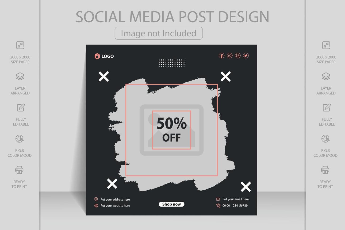 Fashion sale social media post design template. Editable minimal square banner template. Suitable for mobile app, web banner, flyer, wallpaper, flyers, invitation, posters, brochure, banners. vector