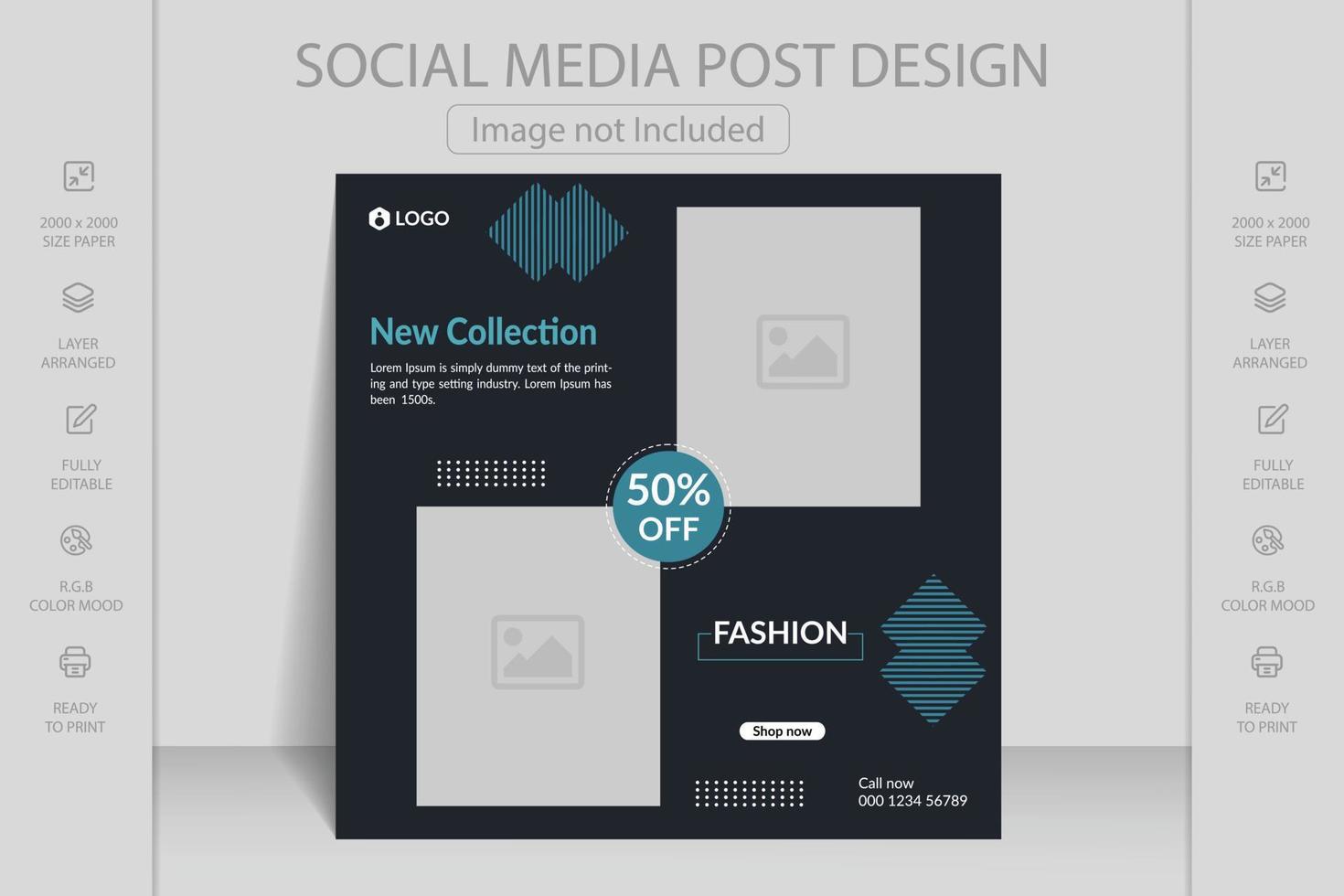 Fashion sale social media post design template. Editable minimal square banner template. Suitable for mobile app, web banner, flyer, wallpaper, flyers, invitation, posters, brochure, banners. vector