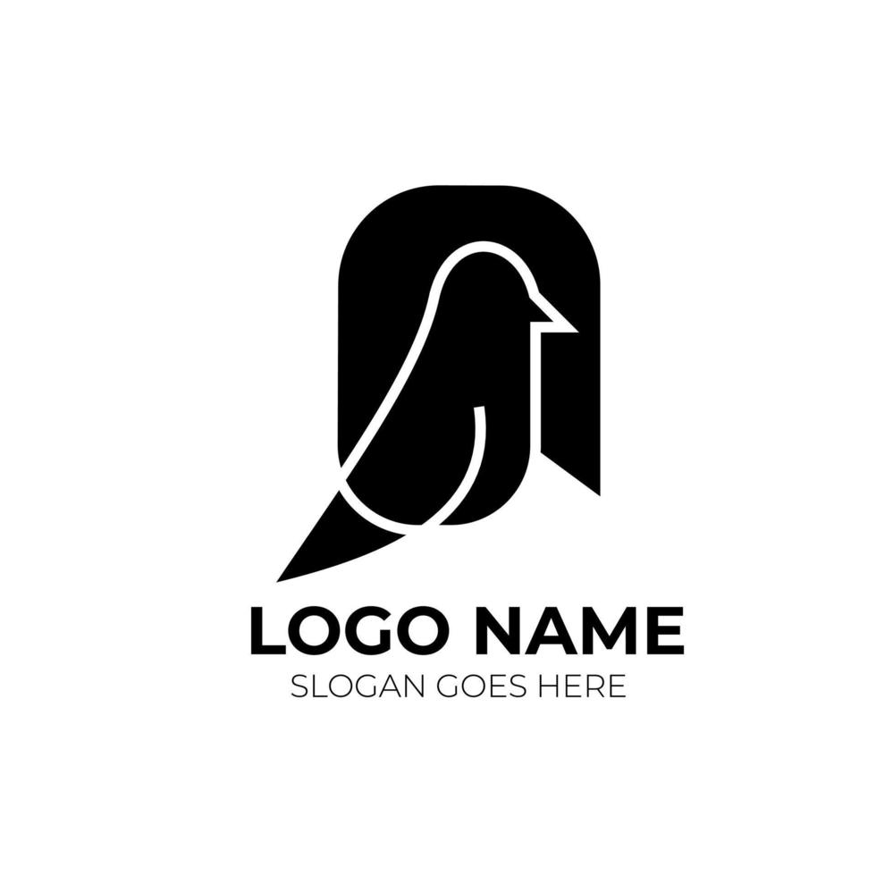 negro y blanco pájaro logo emblema vector