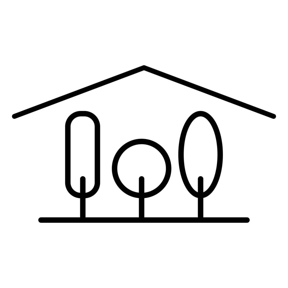 Hand drawn house and trees icon design. Flat icon. Luxury real estate icon. vector