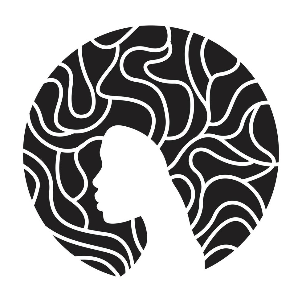 African american woman with afro hair style icone. Vector icon for beauty industry.