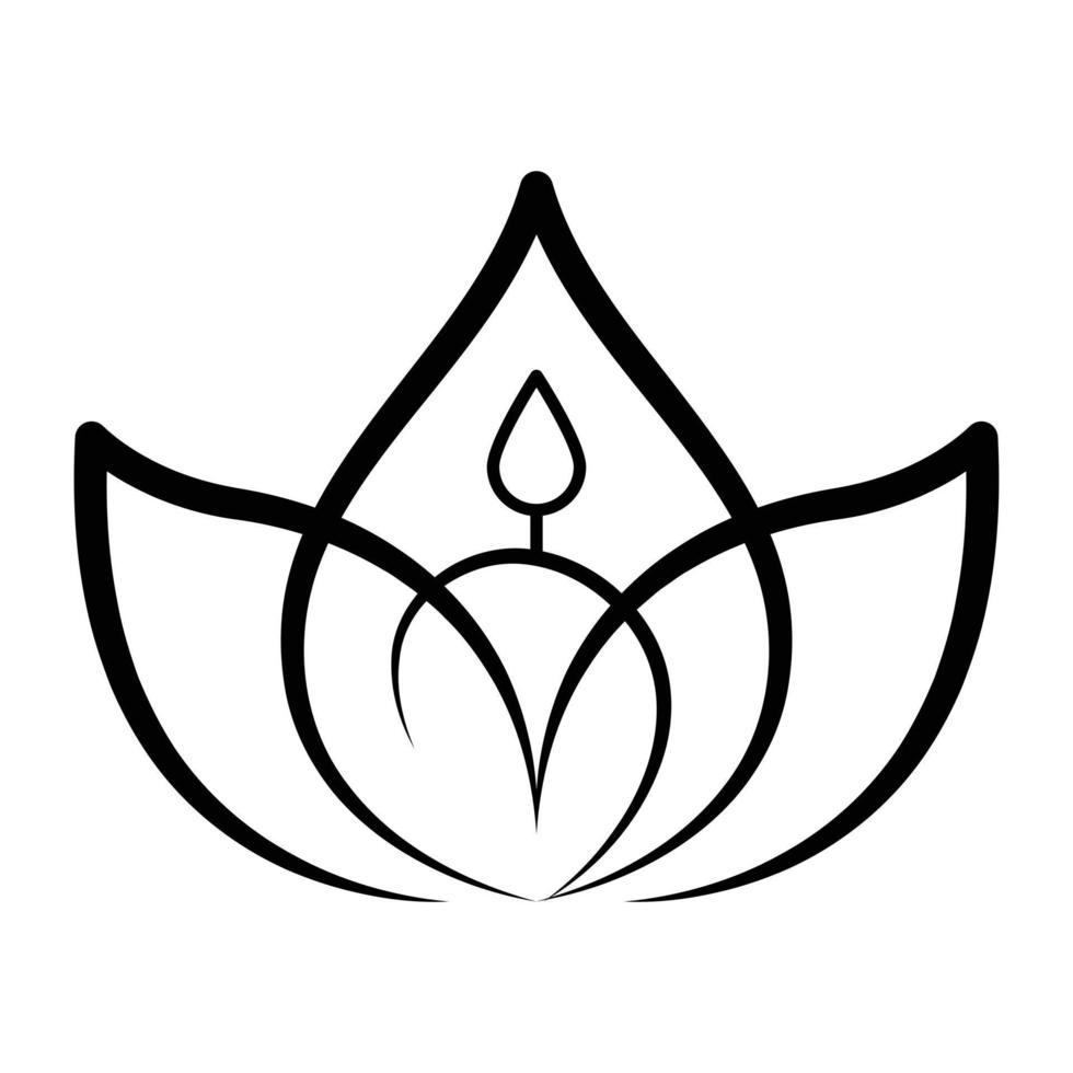 Lotus flower icon design. Line art lotus icon. Bohemian flower icon. vector