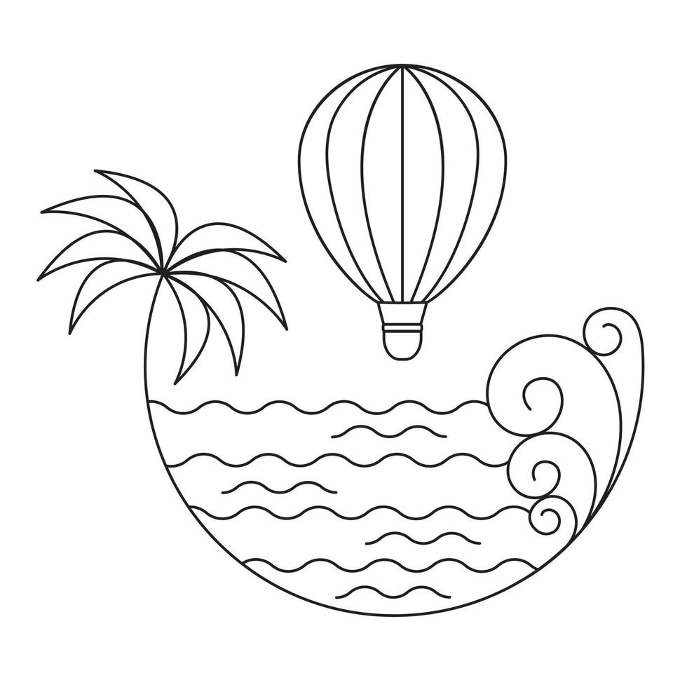 Hot air ballon icon design. Palm, sea, ocean and hot air ballon icon. vector
