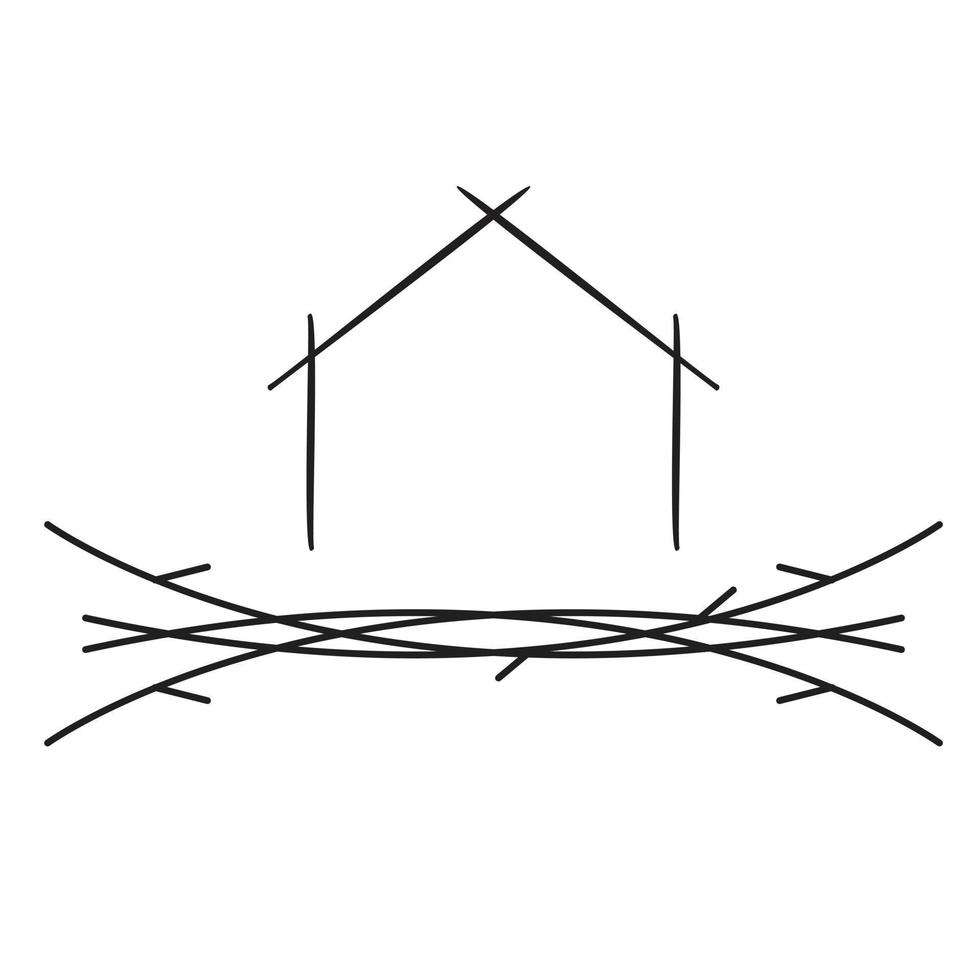 House and nest vector illustration, elegant and simple icon.