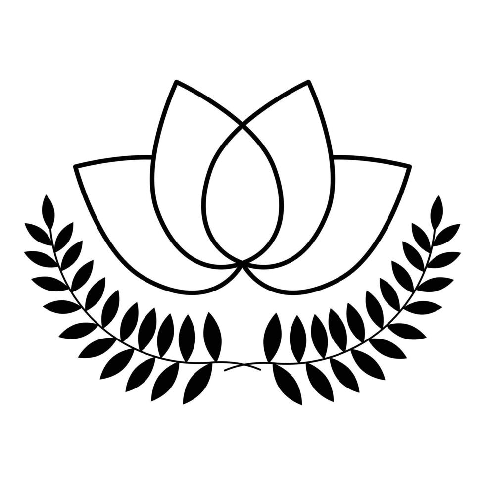 Lotus flower icon design. Line art lotus icon. Bohemian flower icon. vector
