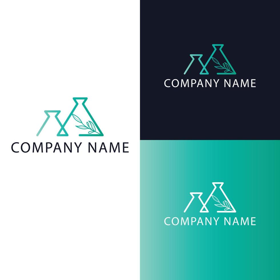 Flask and leaves icon. Flasks and branch icon design. vector