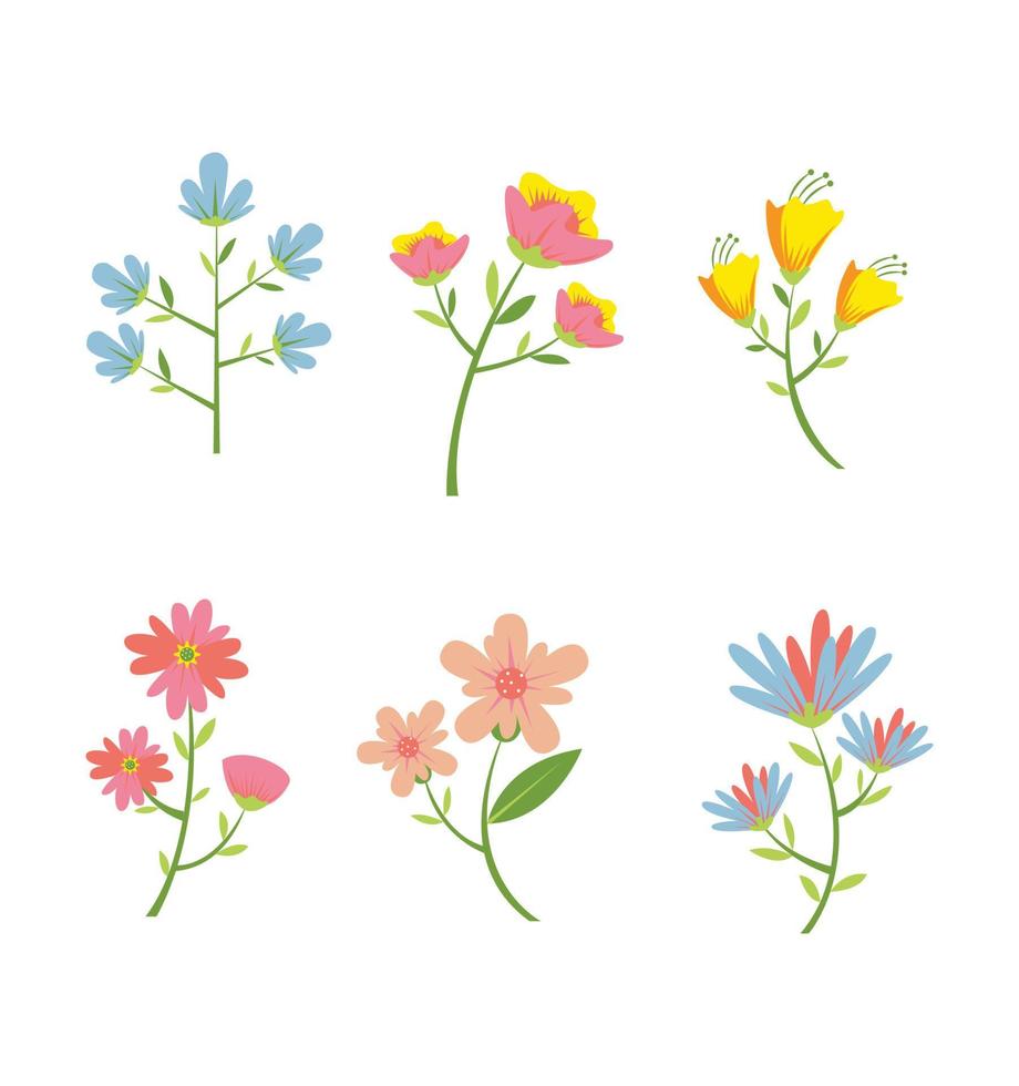 Flat Spring Flowers Vector