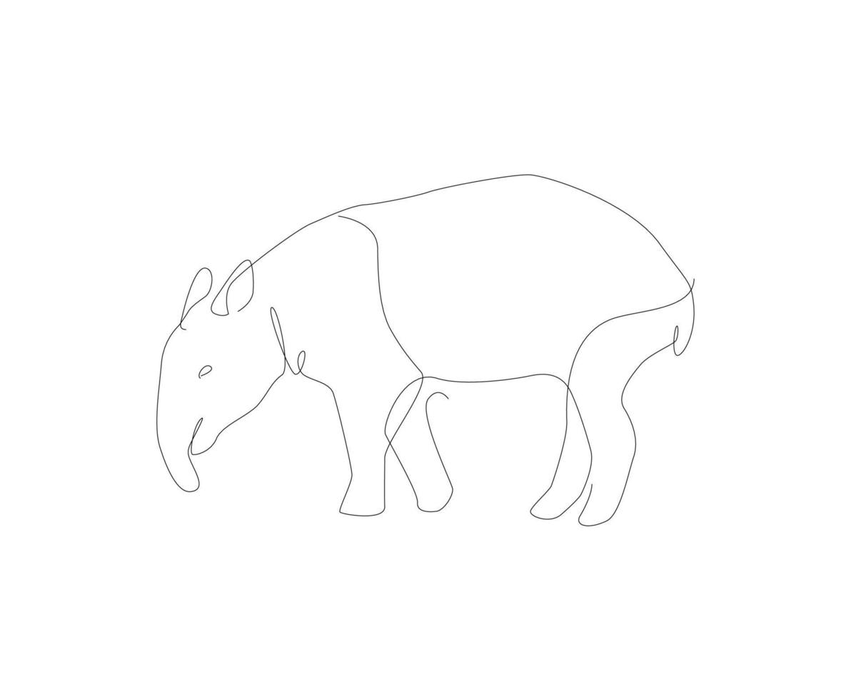 tapir línea Arte ilustración. raro animal vector describir.