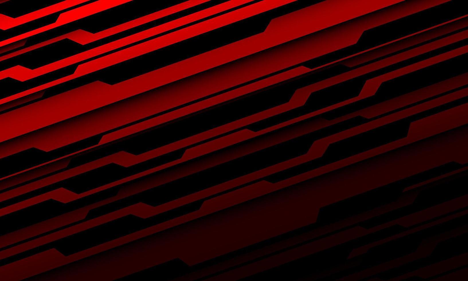 Abstract black line cyber circuit dynamic slash on red design ultramodern futuristic technology background vector
