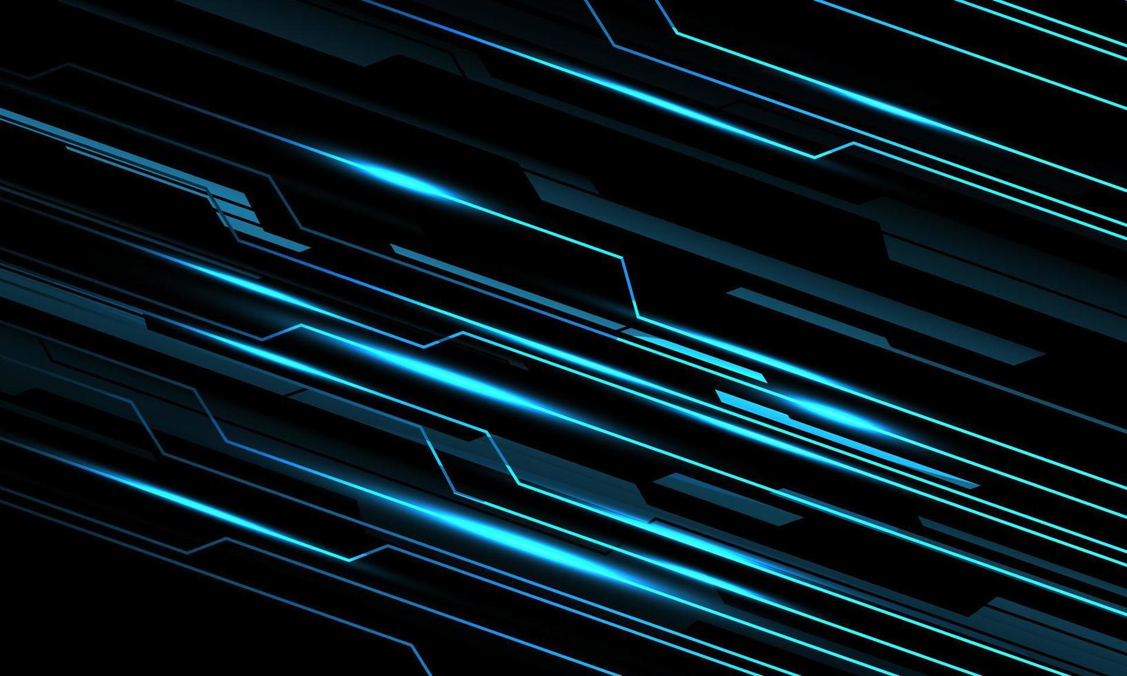 resumen negro línea ciber circuito dinámica barra oblicua azul ligero poder en metal diseño ultramoderno futurista tecnología antecedentes vector