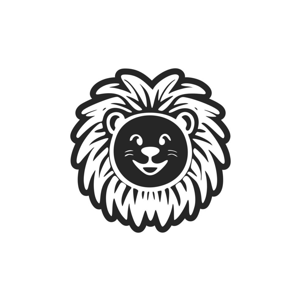 Beautiful black and white cute lion logo. Good for brands. vector