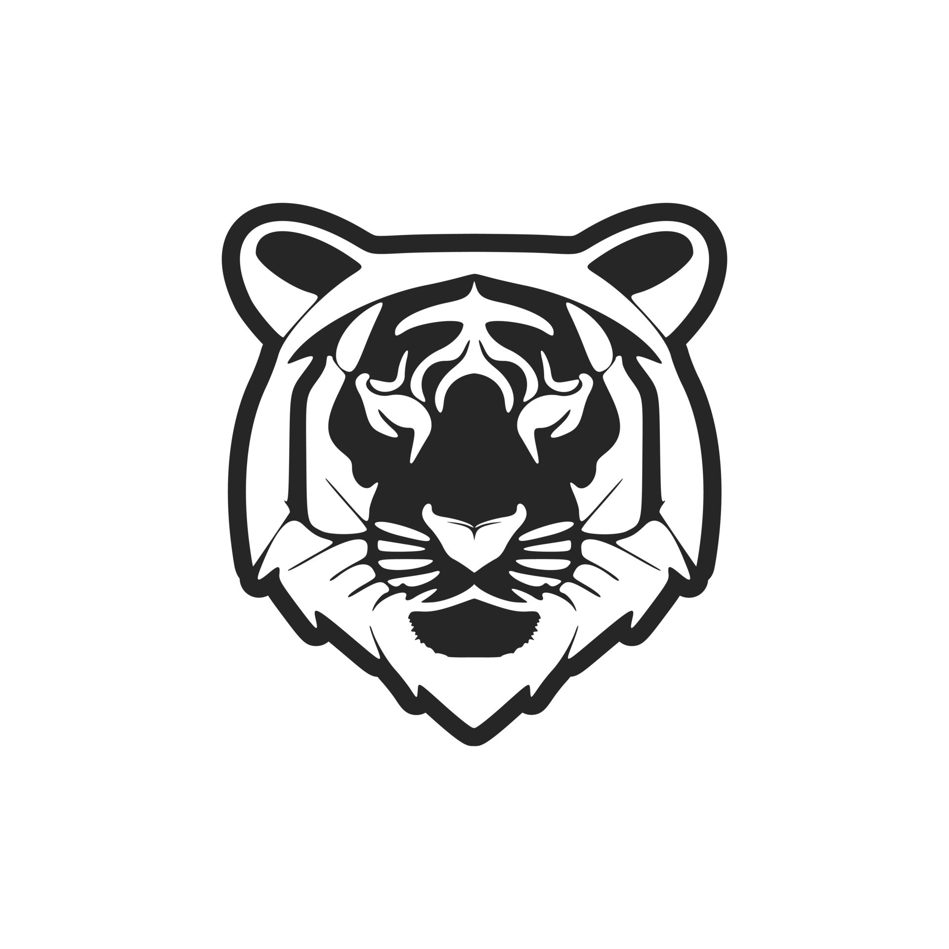Graceful black white vector logo tiger. Isolated. 20205564 Vector Art