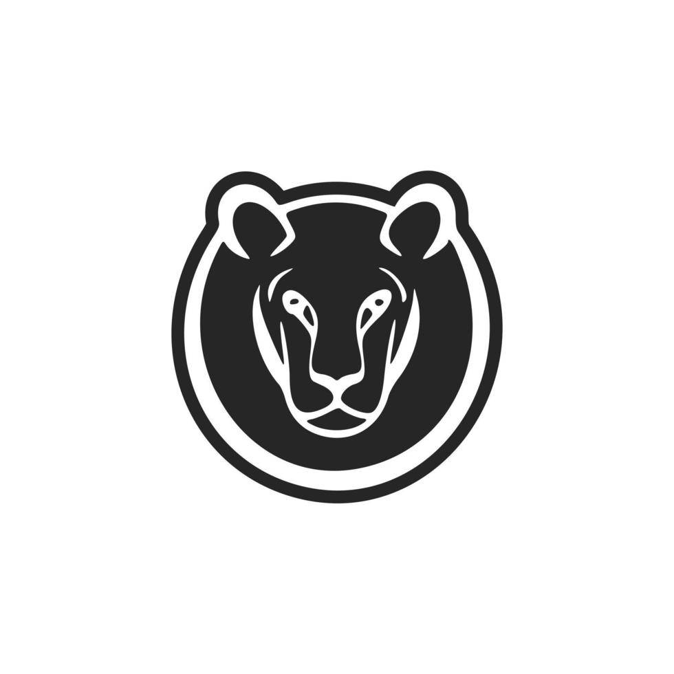 Exquisite simple black white vector logo tiger. Isolated.