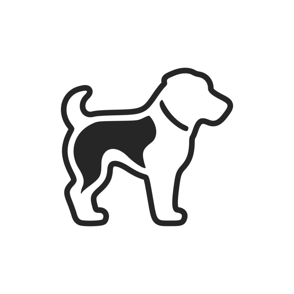 Elegant, simple black white vector logo dog. Isolated on a white background.