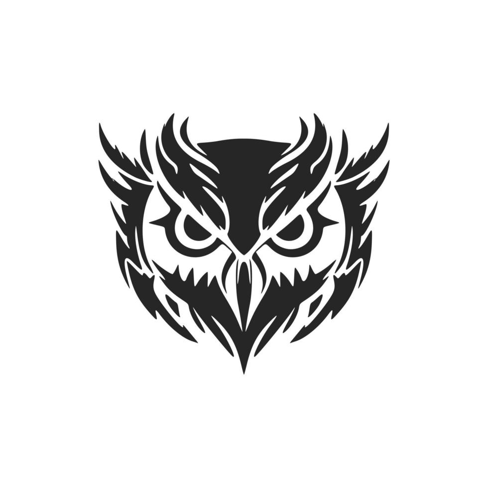 Delicate simple black owl logo. Isolated. vector