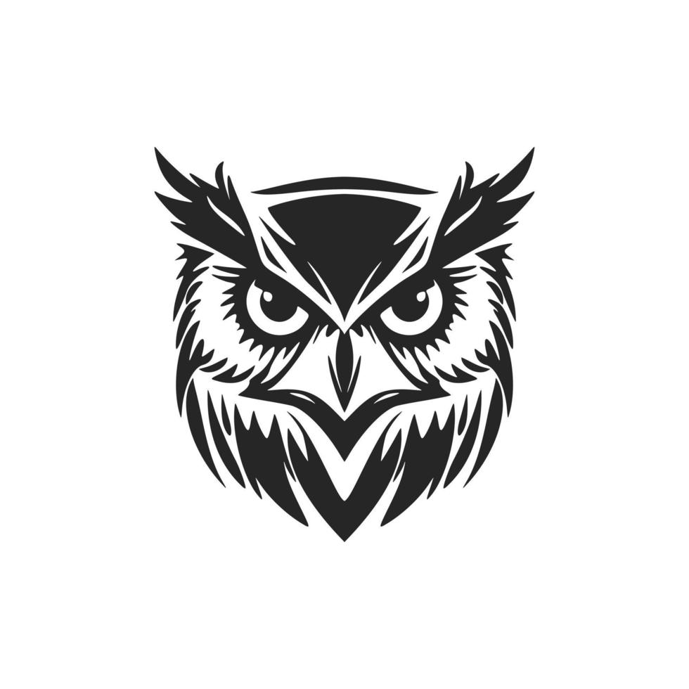 Delicate black owl logo. Isolated. vector