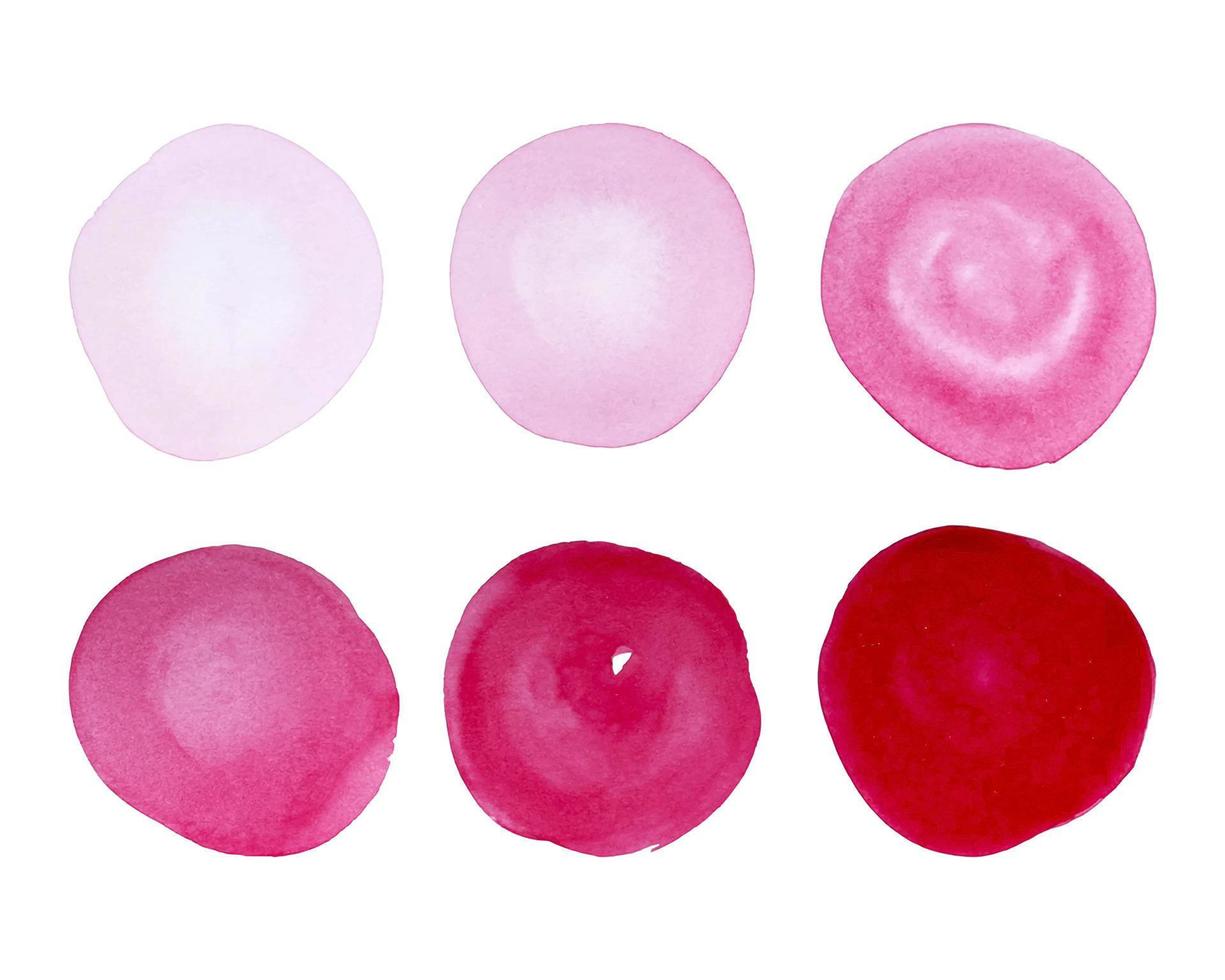 Set Pink watercolor Circles for design. Pink lipstick, cosmetics, beauty. Vector illustration