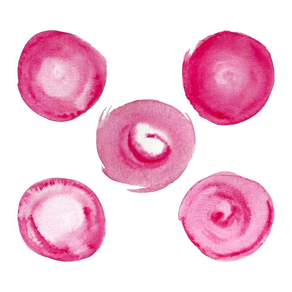 Set Pink watercolor Circles for design. Pink lipstick, cosmetics, beauty. vector