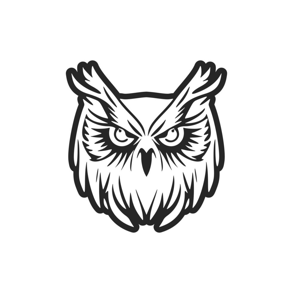 Stylish black owl vector logo. Isolated.