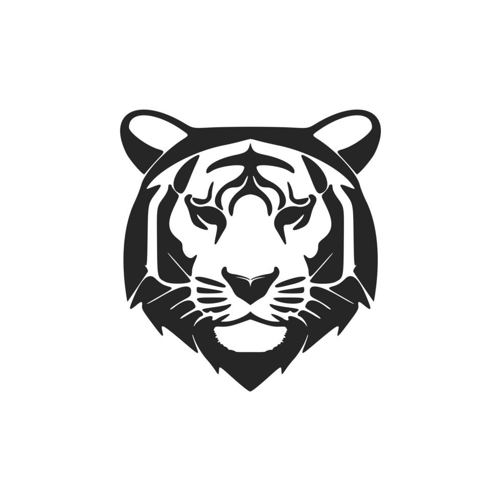 A chic simple black white vector logo tiger. Isolated on a white background.