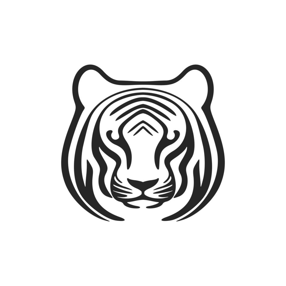 Chic black white logo tiger. Isolated. vector