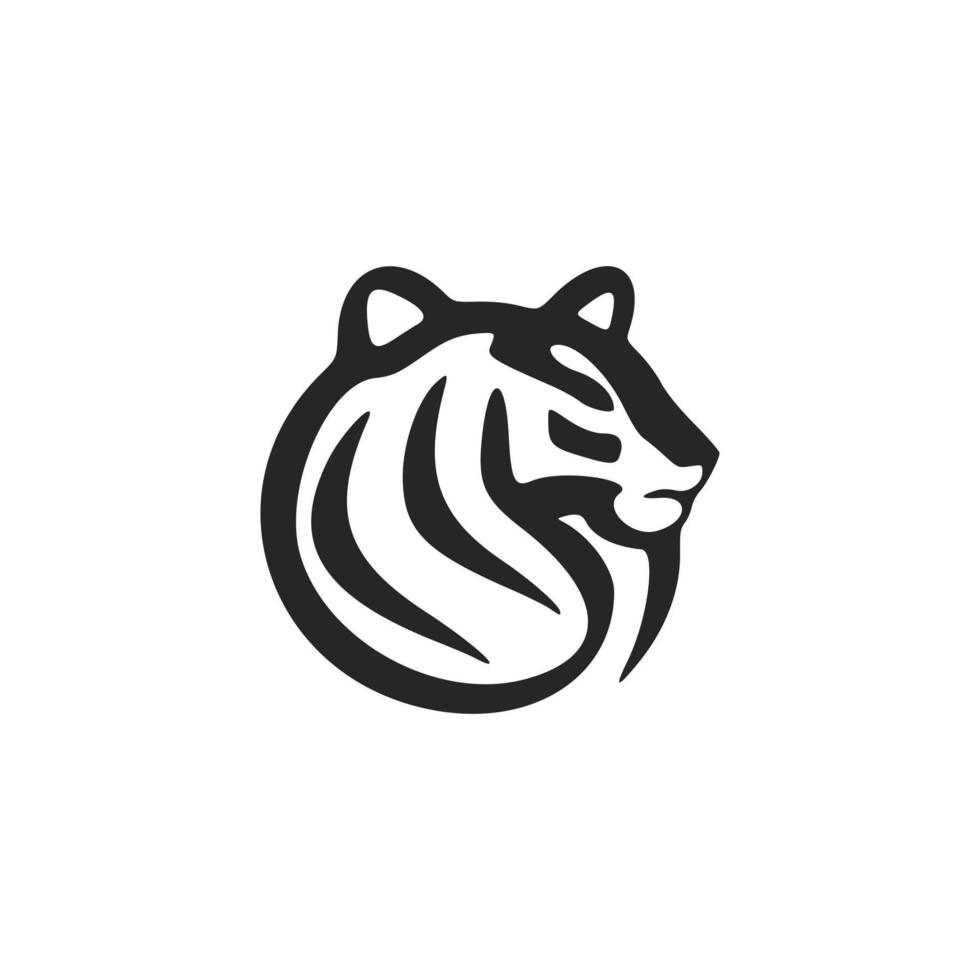 Chic black white logo tiger. Isolated on a white background. vector