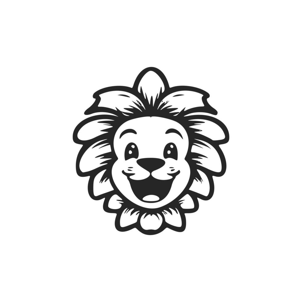 Elegant black and white cute lion logo. Good for brands. vector