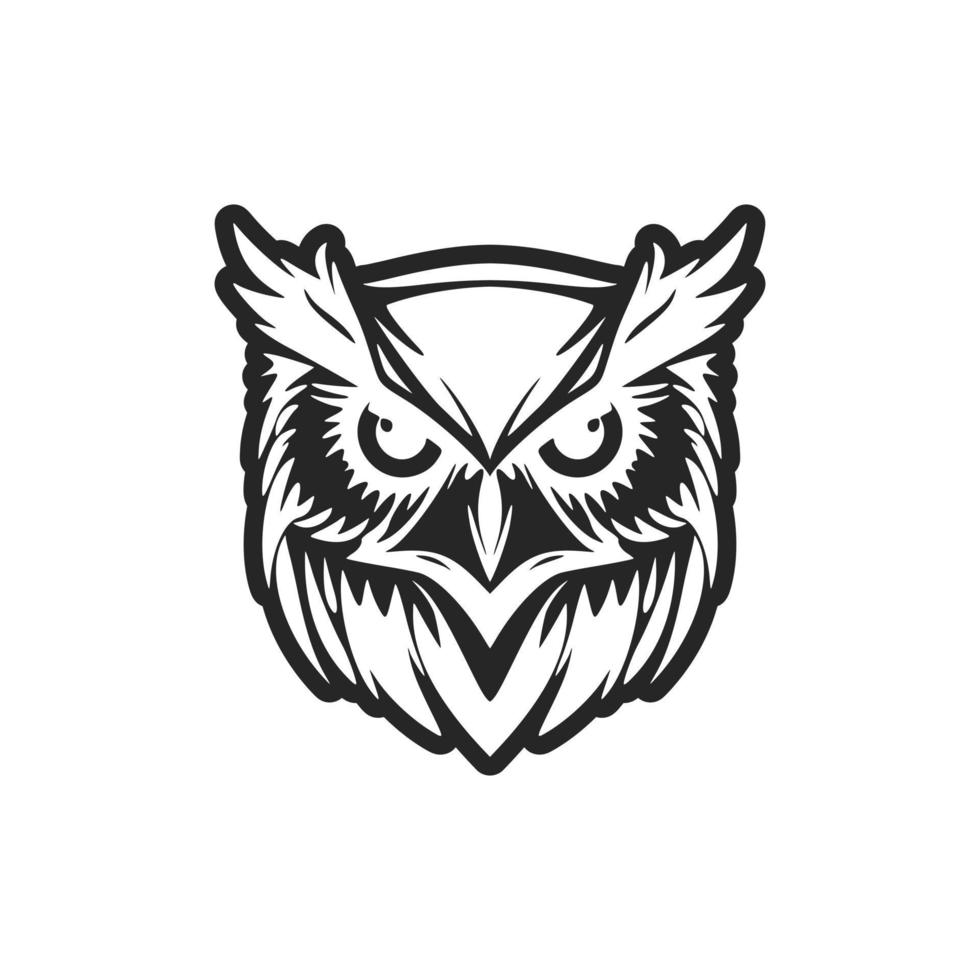 Stylish black owl logo. Isolated on a white background. vector