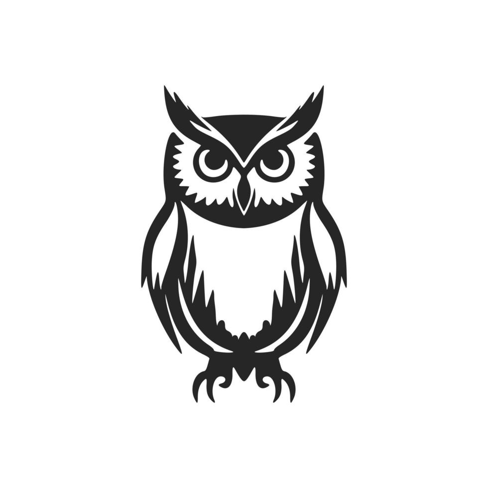 Delicate black owl vector logo. Isolated.