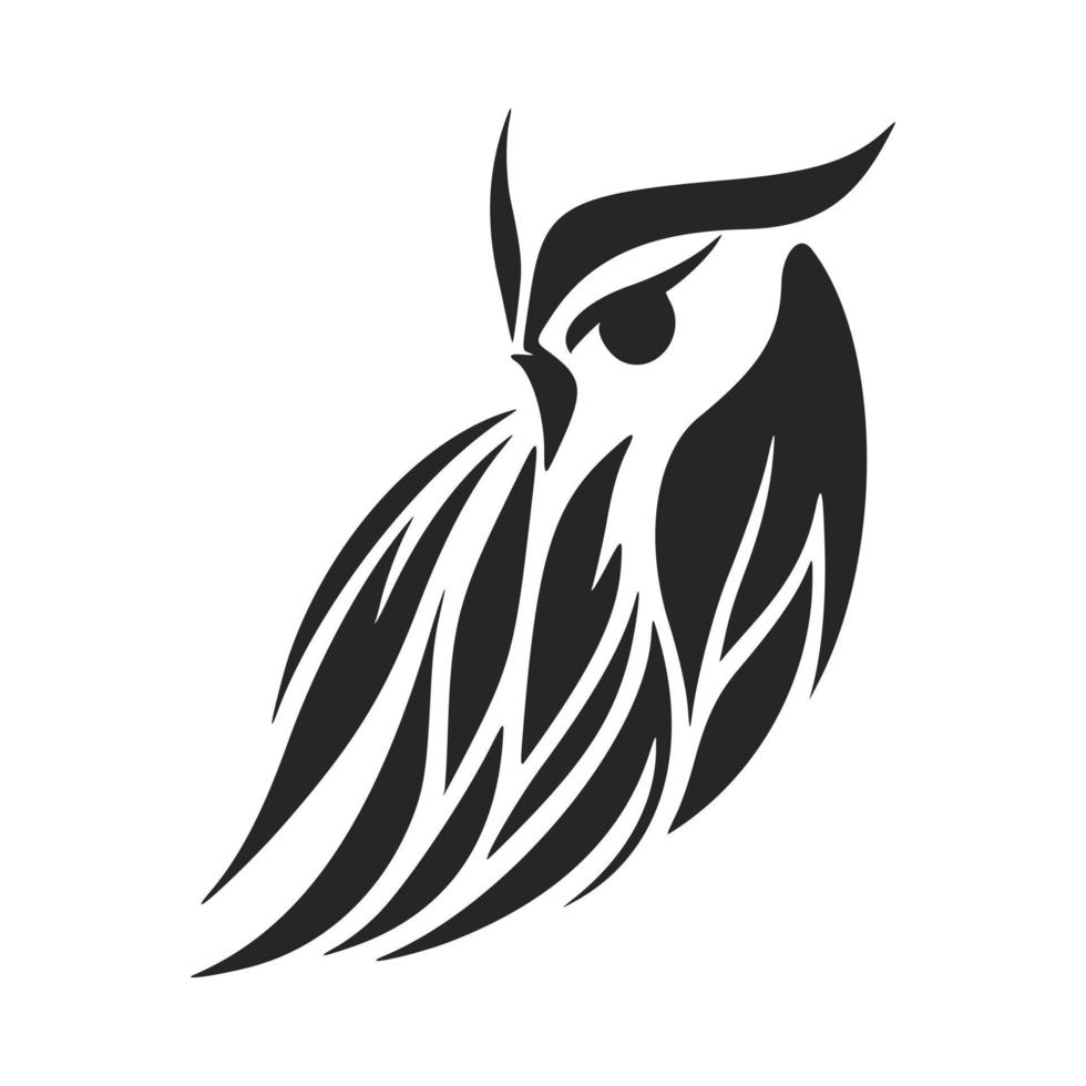 Elegant simple black vector owl vector logo. Isolated.