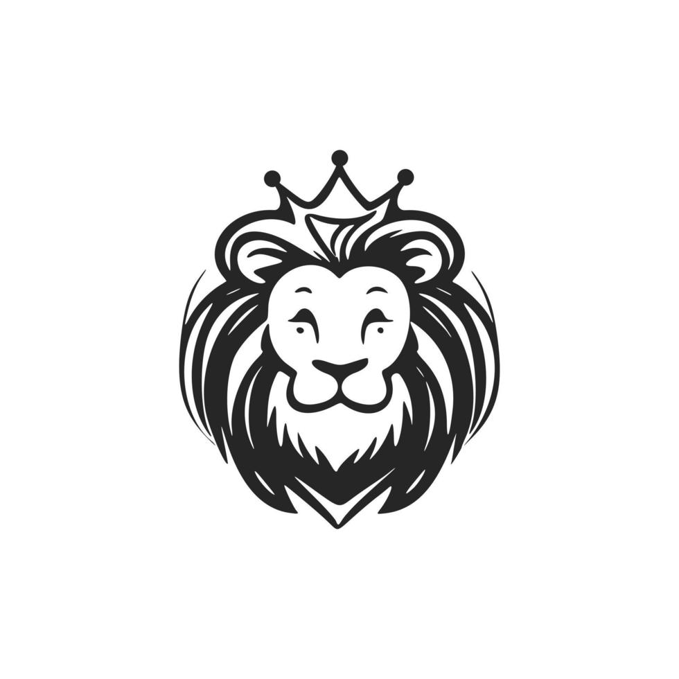 Presentable black and white cute lion logo. Good for business. vector