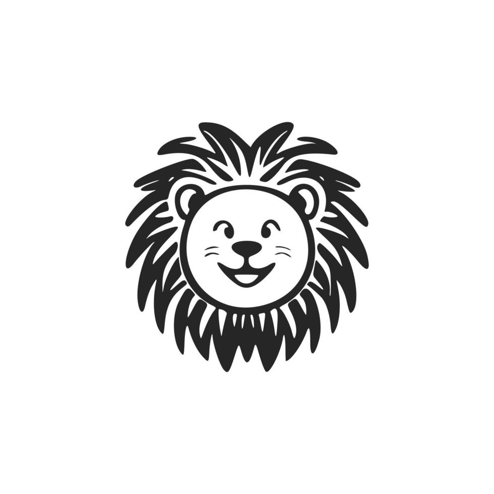 Trendy black and white cute lion logo. Good for business. vector
