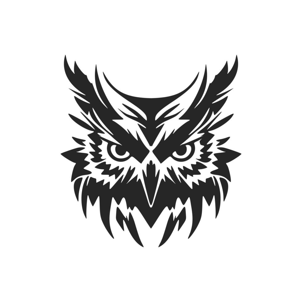 Delicate black owl vector logo. Isolated.