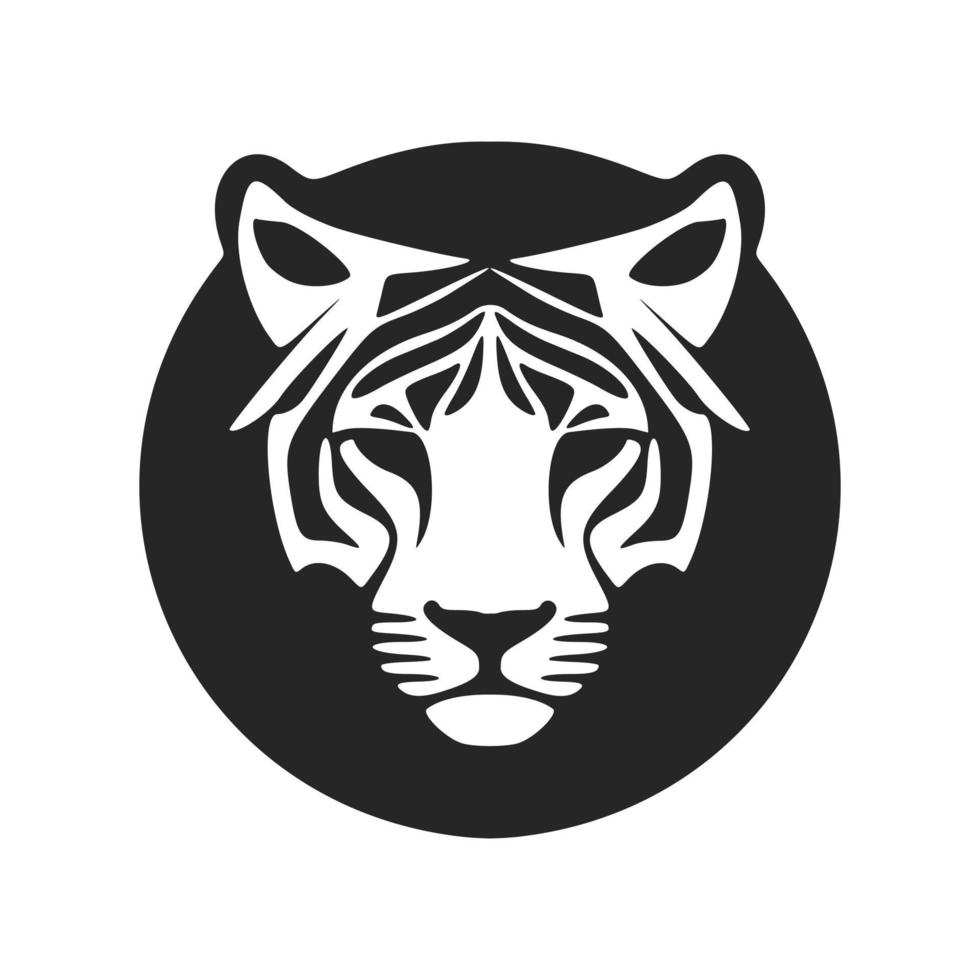 Stylish simple black white logo tiger. Isolated. vector