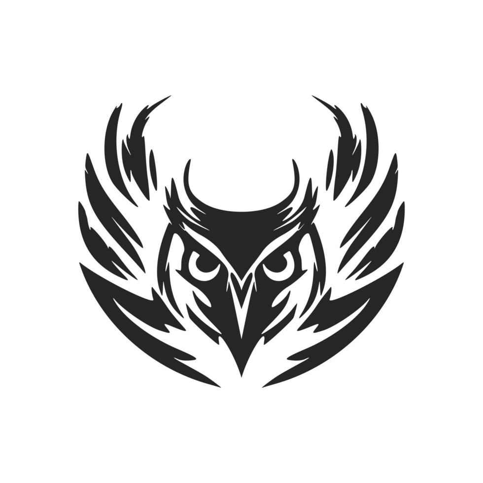 Delicate black owl logo. Isolated. vector