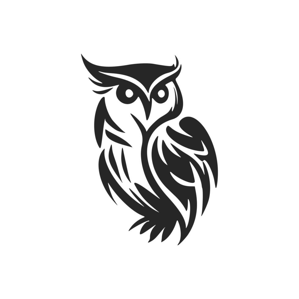 A chic simple black owl logo. Isolated on a white background. 20206014