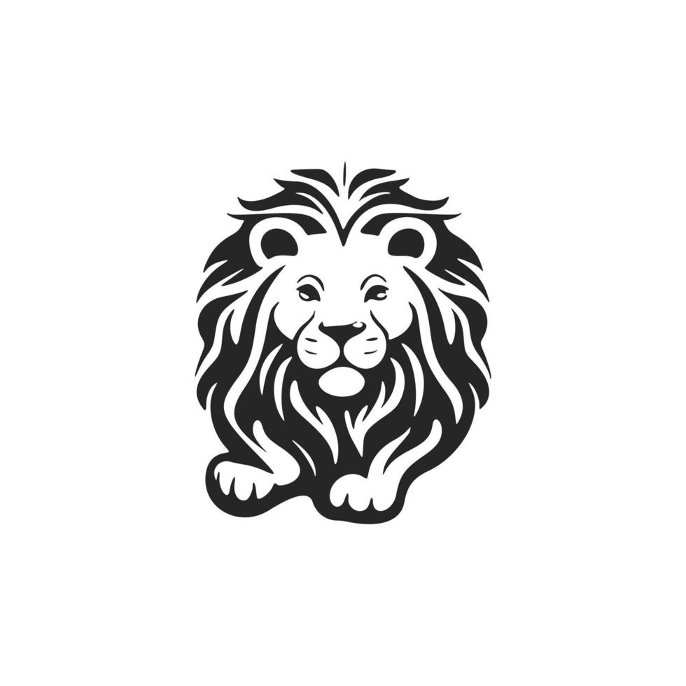 Elegant black and white cute lion logo. Good for business. vector