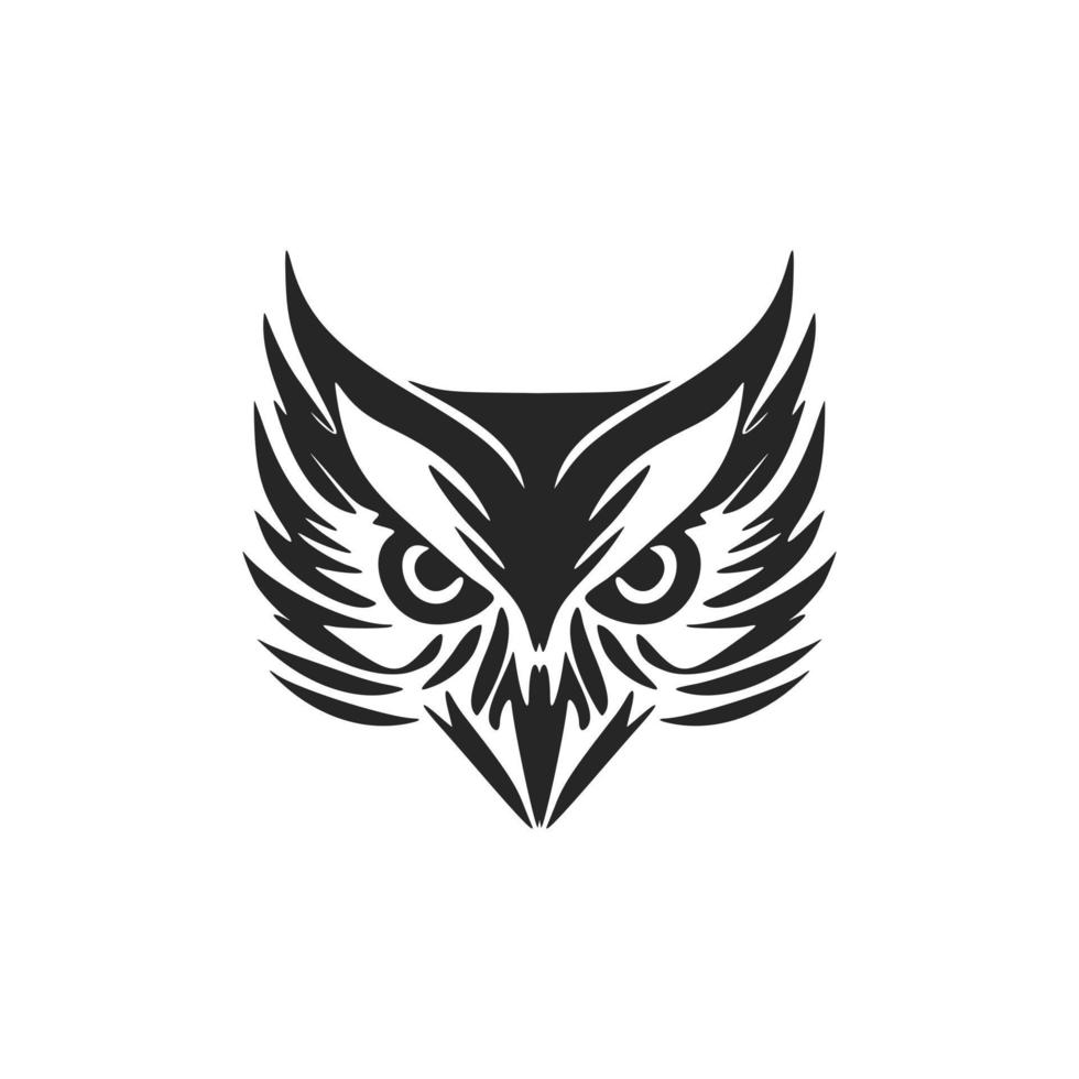 Cool simple black vector owl vector logo. Isolated on a white background.