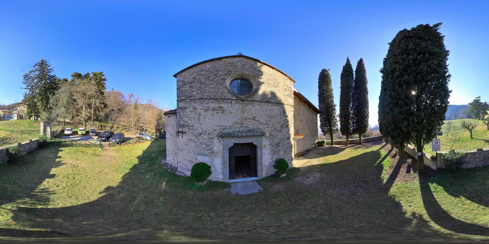 The peaceful sanctuary of San Bartolomeo Church in Salo Italy - 360 panorama February 2023 photo