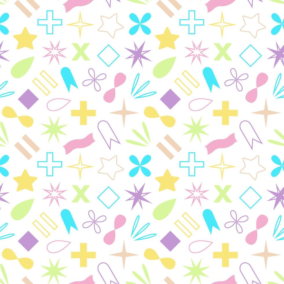 Abstract geometric seamless pattern. Vector illustration of icons and symbols. Simple shapes.