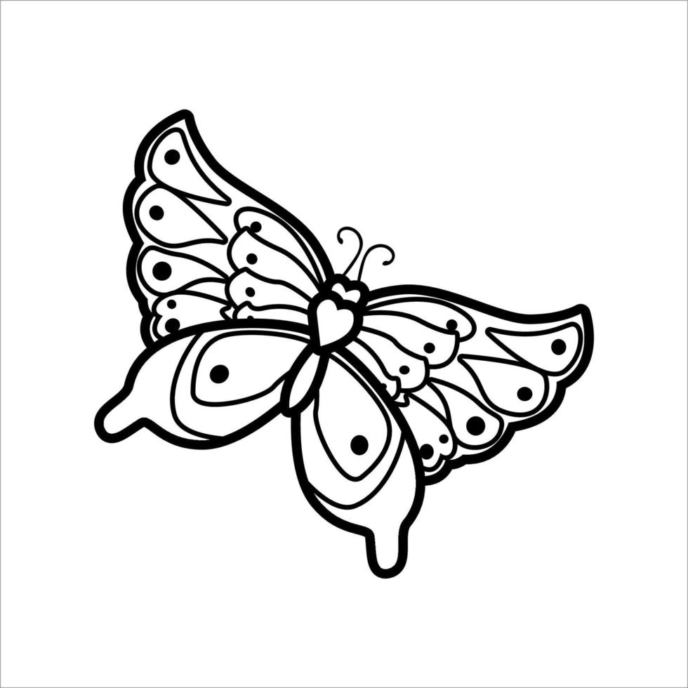 butterfly design in the form of monochrome line art for ornament vector