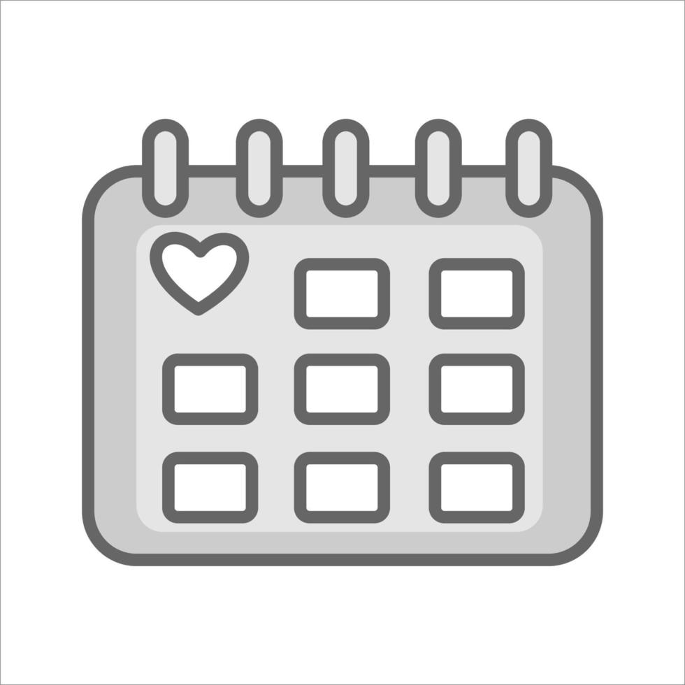calender icon with love in valentine moment with monochrome colour vector