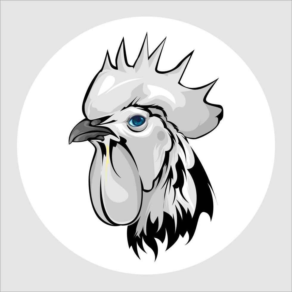 illustration of a chicken icon in monochrome style vector