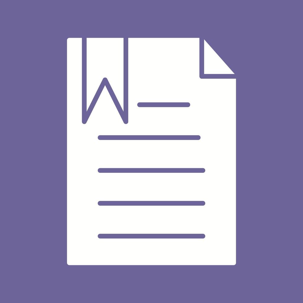 Unique Bookmarked Document Vector Icon
