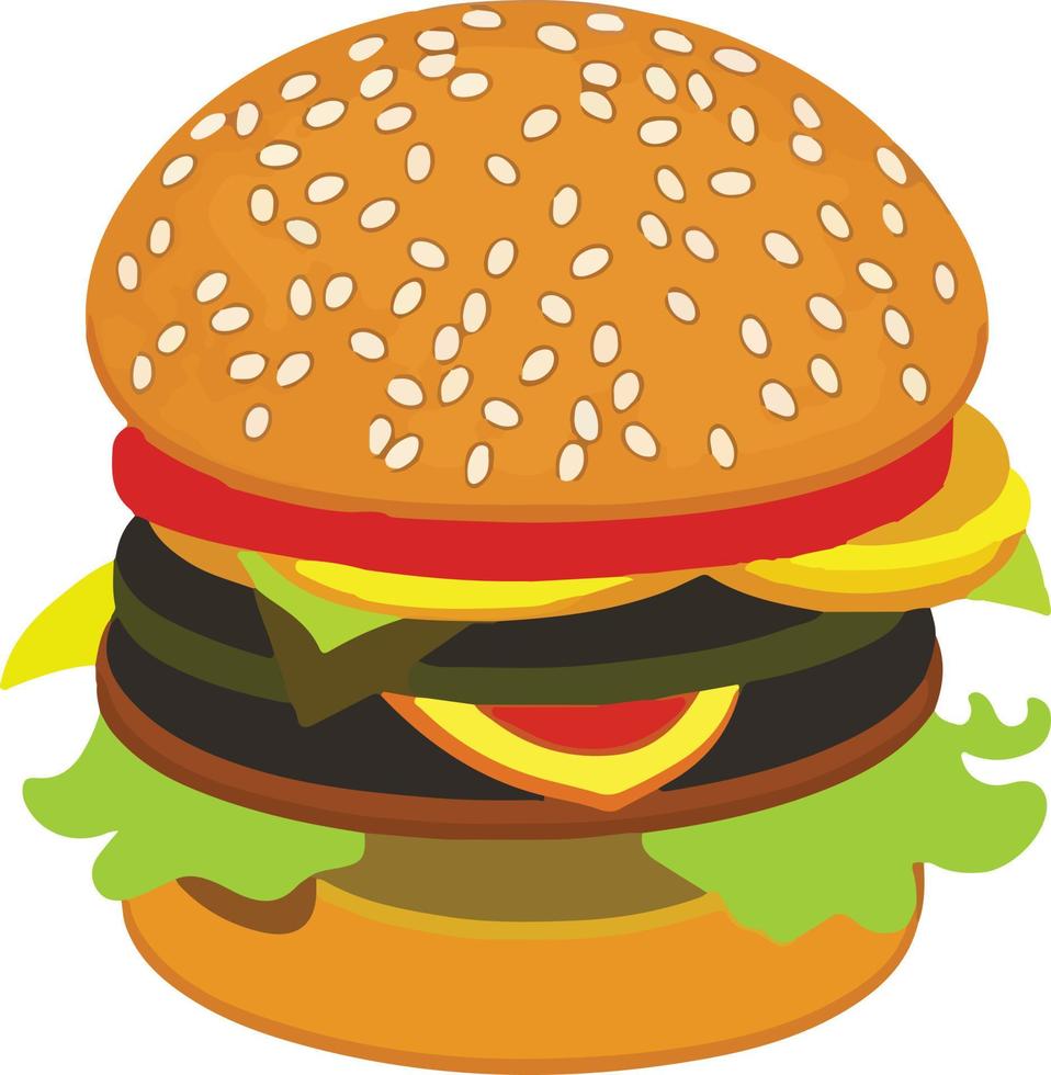 Realistic Cheeseburger Illustration With Sesame Seeds 20206975 Vector Realistic Cheeseburger Illustration With Sesame Seeds 20206975 Vector