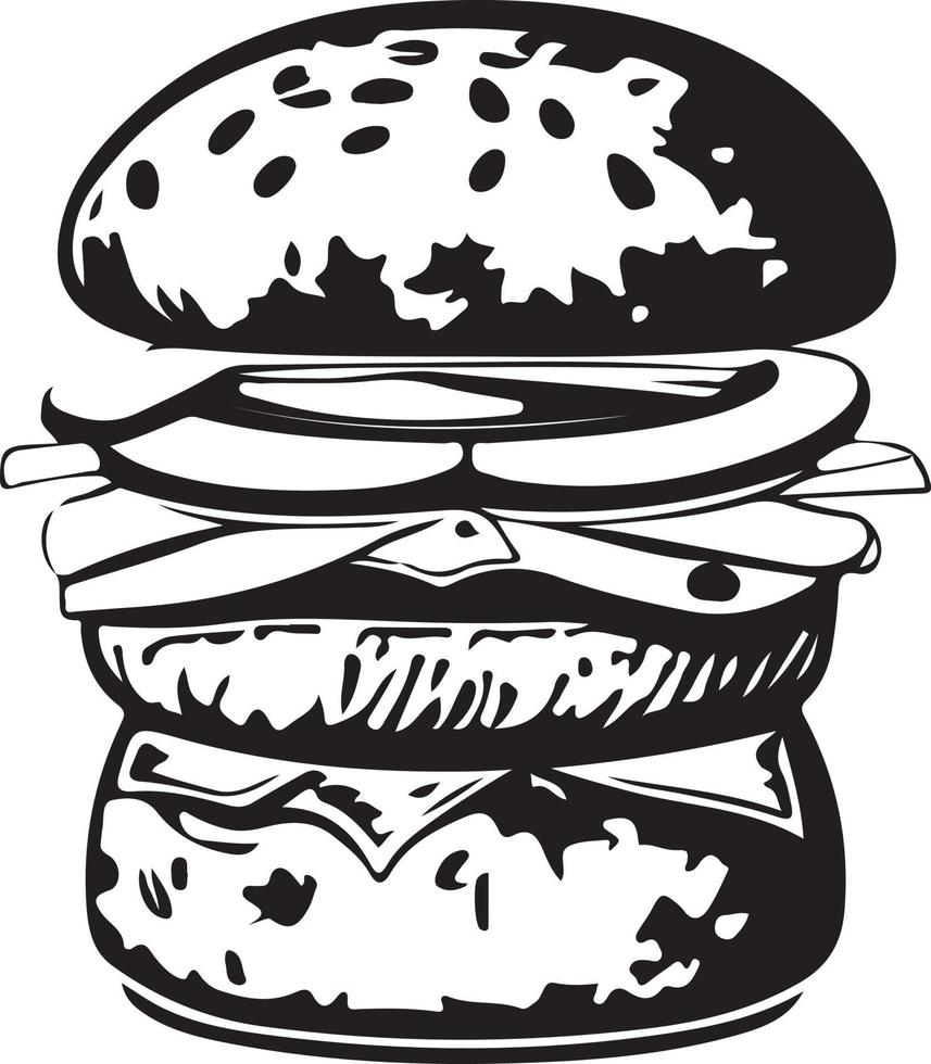 Fast Food Hamburger Illustration for Vinyl Cutting vector