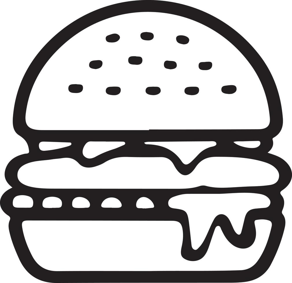 Minimalist Burger Icon on White Background. Fast Food Symbol. vector