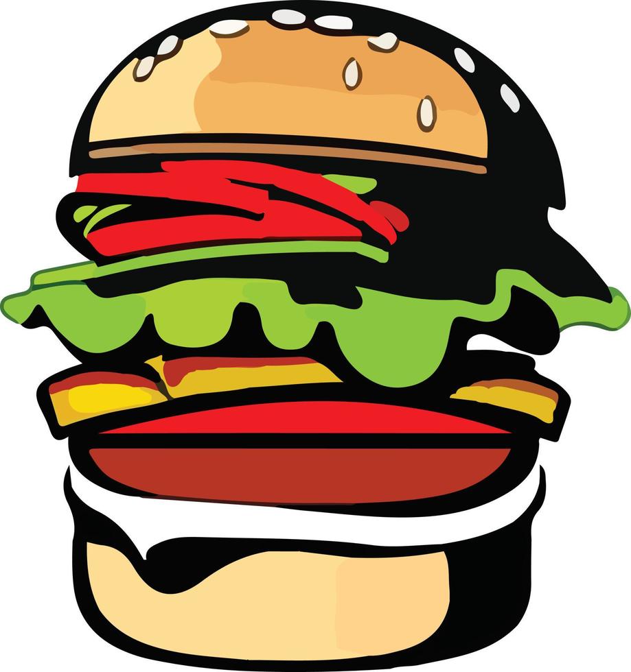 grande hamburguesa en blanco fondo, vector